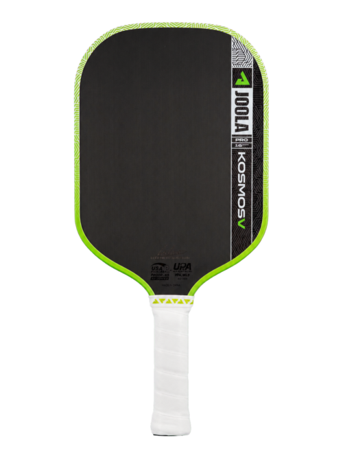 Front view of the JOOLA Kosmos Pro V 16mm paddle in Surge Green