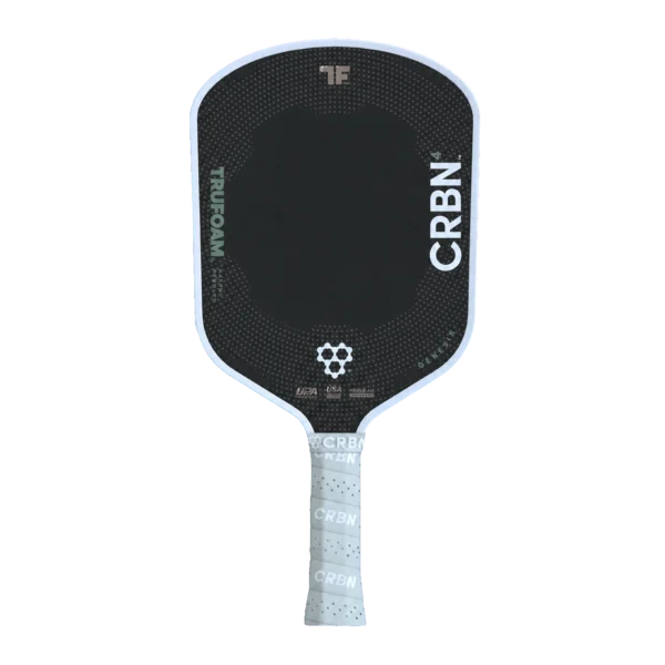 Front view of the CRBN 4 TruFoam Barrage paddle with black carbon face and gray grip