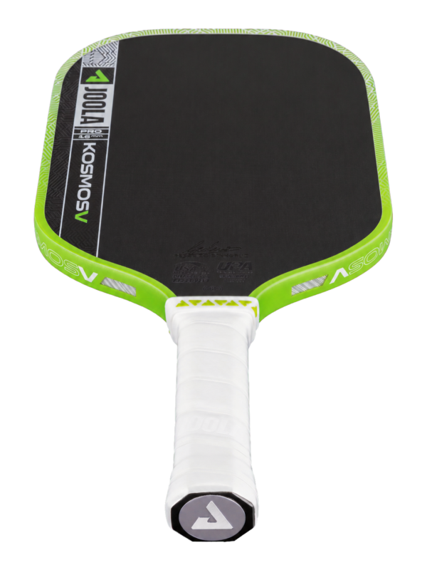 JOOLA Kosmos Pro V 16mm - Handle detail Handle, throat, and edge detail of the JOOLA Kosmos Pro V 16mm paddle