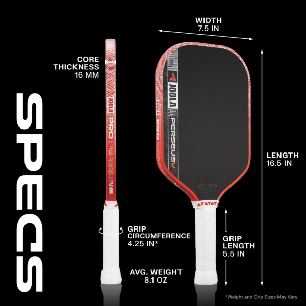 JOOLA Perseus Pro V 16mm – Specifications JOOLA Perseus Pro V 16mm paddle dimensions and specifications