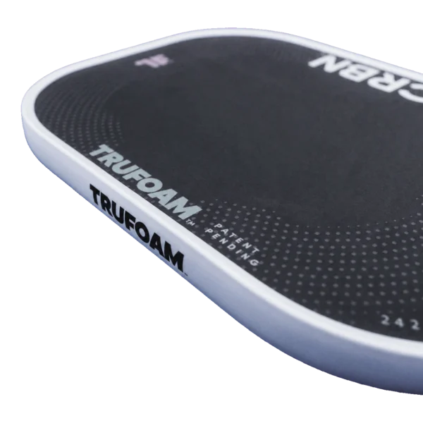 Close-up view of the CRBN TruFoam paddle face and edge guard