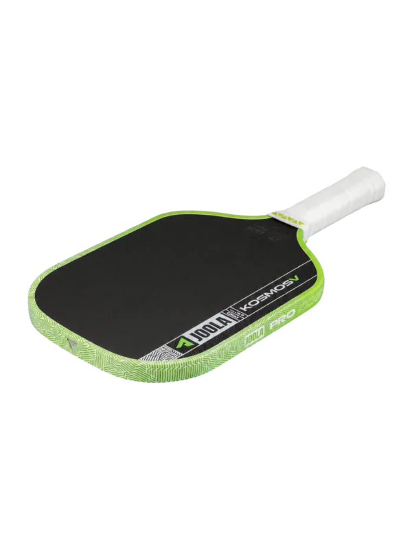 JOOLA Kosmos Pro V 16mm - Angled view Angled view of the JOOLA Kosmos Pro V 16mm paddle showing its textured face and edge guard