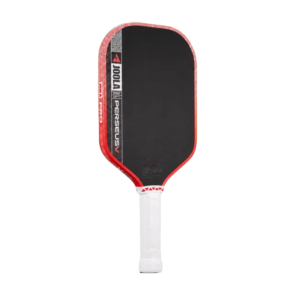 JOOLA Perseus Pro V 16mm – Back view Back view of the JOOLA Perseus Pro V 16mm paddle in Blaze Red