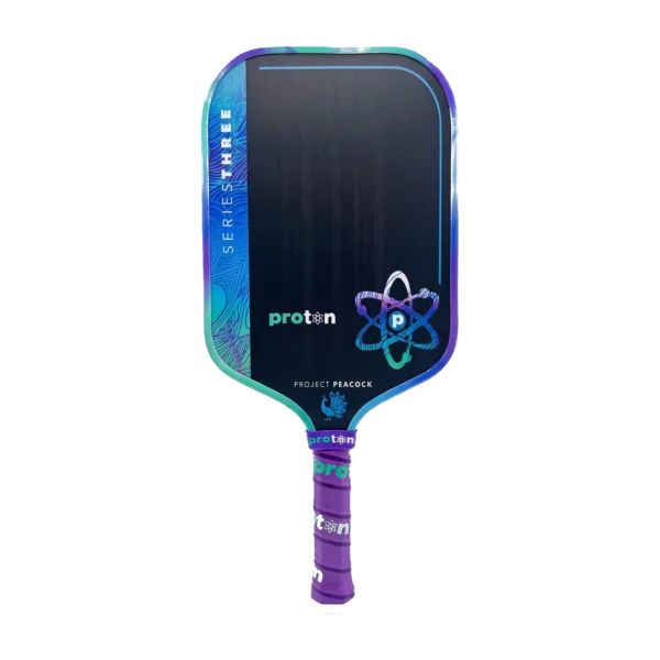 Proton Project Peacock Elongated 15mm Pickleball Paddle front view