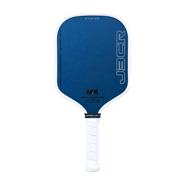 Honolulu J3CR Crystal Blue Endurance 16mm Pickleball Paddle gallery image 2 Honolulu J3CR Crystal Blue paddle in White, front view