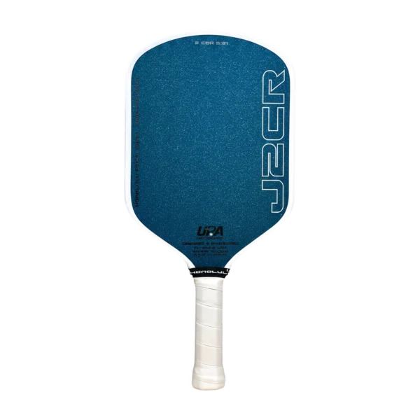 Honolulu J2CR Crystal Blue Endurance 16mm Pickleball Paddle gallery image 2 Honolulu J2CR Crystal Blue paddle in White, front view